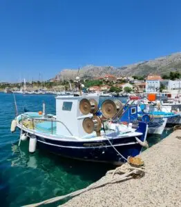 De haven van Lefkas in Griekenland